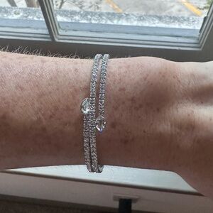 Elegant Silver diamond wrap Bracelet
